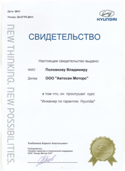 Половков Владимир - инженер по гарантии Hyundai